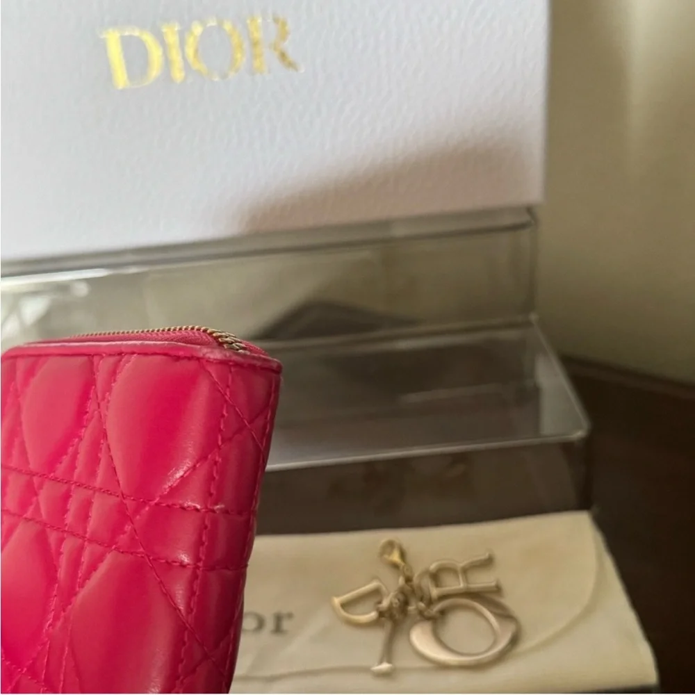 Christian Dior Fuchsia Long Zip Wallet With Charms
